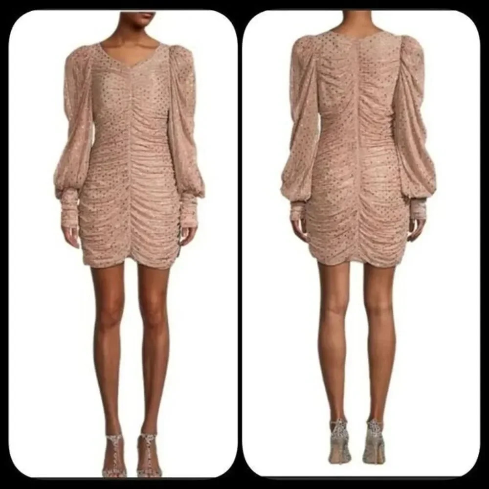 FOR Love & Lemons Ruffled Sequin-Embellished Minidress